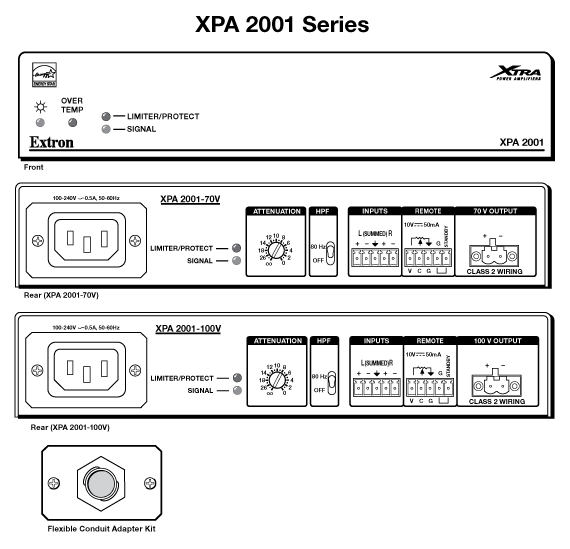 70 volt Audio Amplifier XPA 2001 Extron